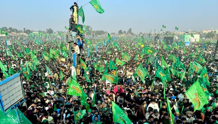 The Pakistan Muslim League Nawaz (PMLN) supporters during the Kasur rally.