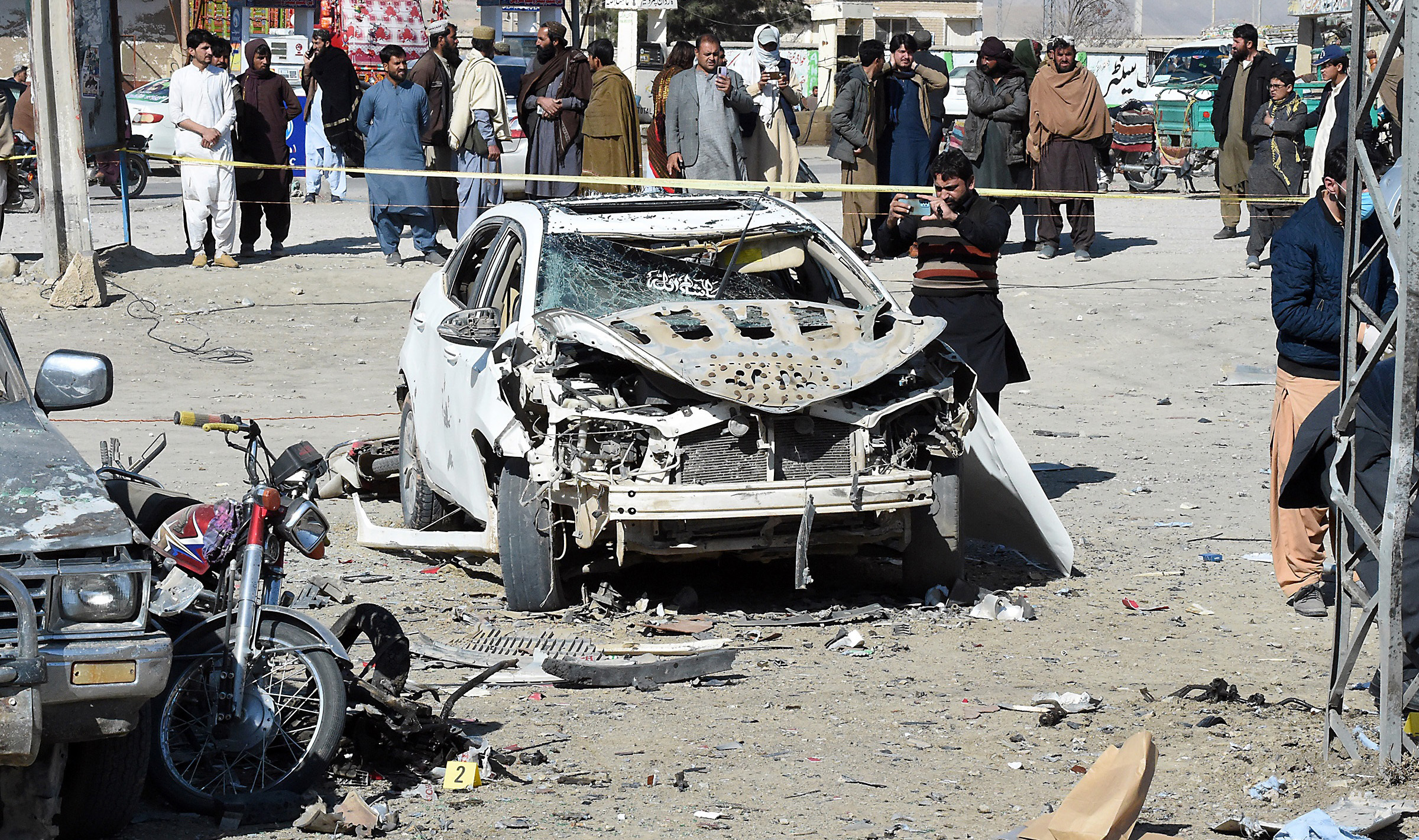 Pictures show the aftermath of two blasts in Balochistan’s Pishin and Qila Saifullah on Wednesday, Feb 7.